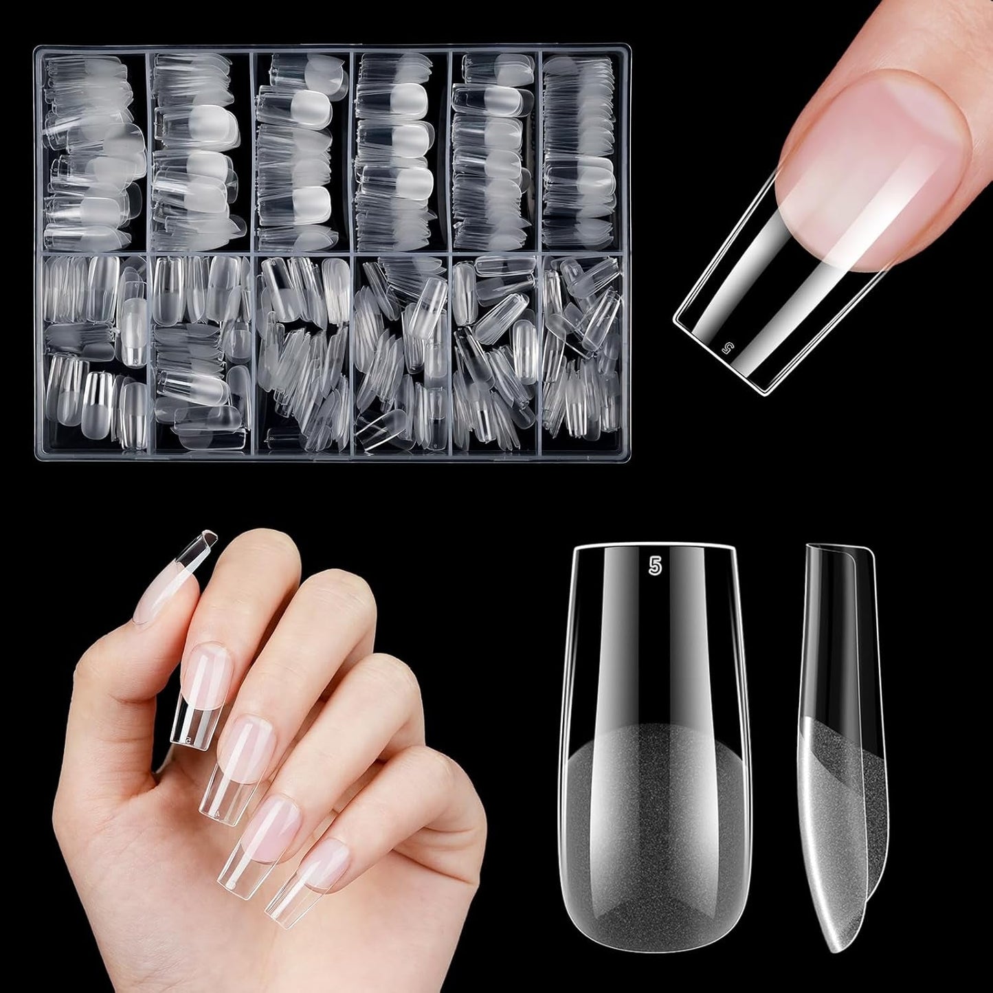 Korte kunstnagels 500 stuks zachte gel volledige dekking nageltips voor gelnagels 12 maten Voorgepolijste nageltips voor gelnagels Korte kunstnagels Doodskistnagelverlengingen met doos