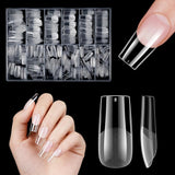 Korte kunstnagels 500 stuks zachte gel volledige dekking nageltips voor gelnagels 12 maten Voorgepolijste nageltips voor gelnagels Korte kunstnagels Doodskistnagelverlengingen met doos
