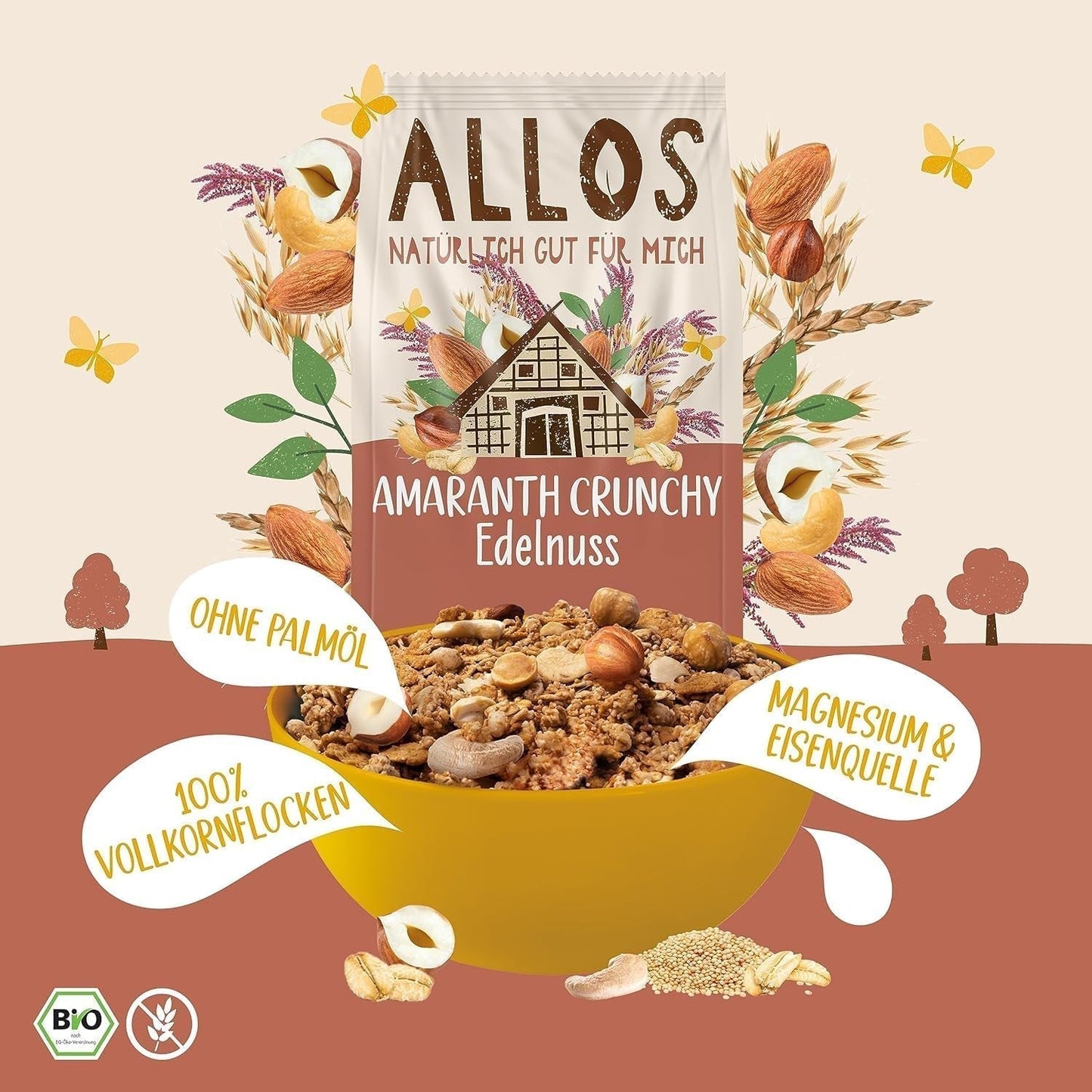 ALLOS Amarant Crunchy Nobleuss | Biologische muesli Notenhaver Granen voor de kleine Cereal Naty Shop