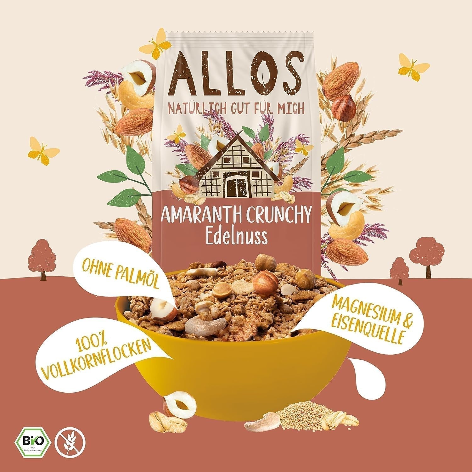ALLOS Amarant Crunchy Nobleuss | Biologische muesli Notenhaver Granen voor de kleine Cereal Naty Shop