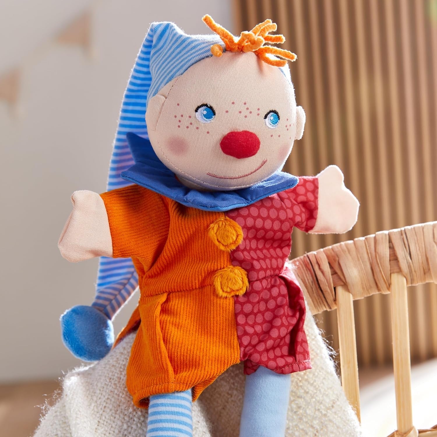 HABA Kasper handpop – Vanaf 18 maanden, Wasbaar op 30°C, Ideaal voor poppen- en rollenspel, poppentheater – 2011866001