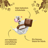 Schogenten voor kinderen, chocoladereep 100g, melkchocolade met romige melkvulling, handig geportioneerd. Een delicatesse. Stuk voor stuk.