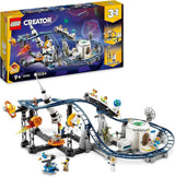 LEGO 31142 Creator 3-in-1 ruimteachtbaan speelgoedset voor peuters met functionele karretjes, kan worden omgebouwd tot vrije valtoren of carrousel met raketten en gloeiende stenen Bouwsets