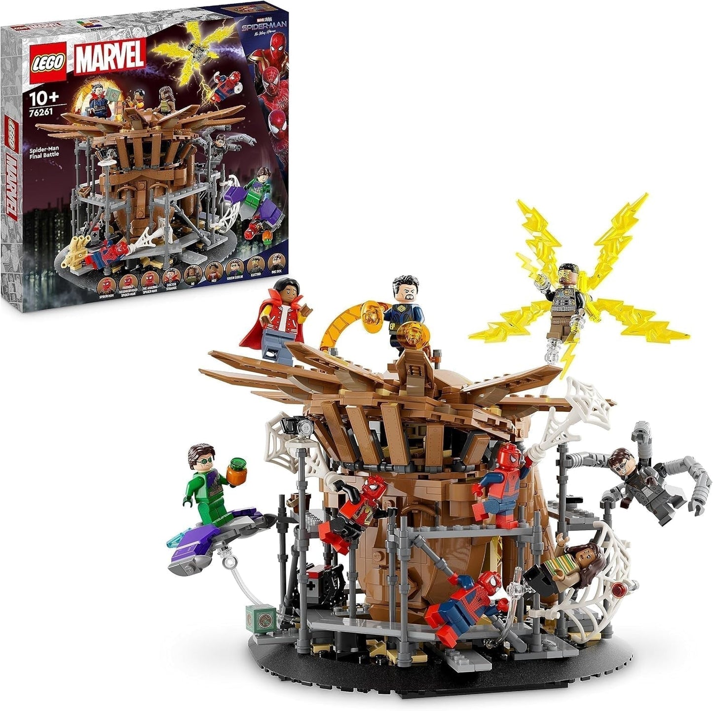 LEGO 76261 Marvel Spider-Man's Big Showdown, Spider-Man: No Way Home set met 3 minifiguren Peter Parker plus Green Goblin, Electro, Sandman, Ned, Doctor Strange en MJ, verzamelmodel Bouwsets Bekijk de LEGO-Store Single