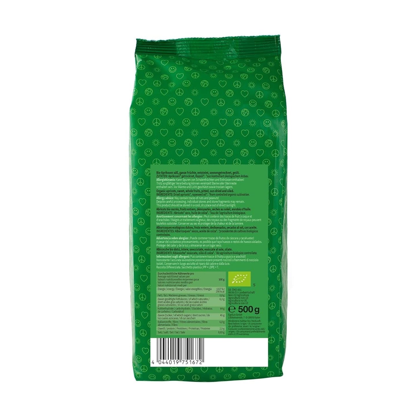 Mundo Feliz, Gedroogde abrikozen met pit uit biologische landbouw, 2 x 500 gram Gedroogde producten Naty Shop