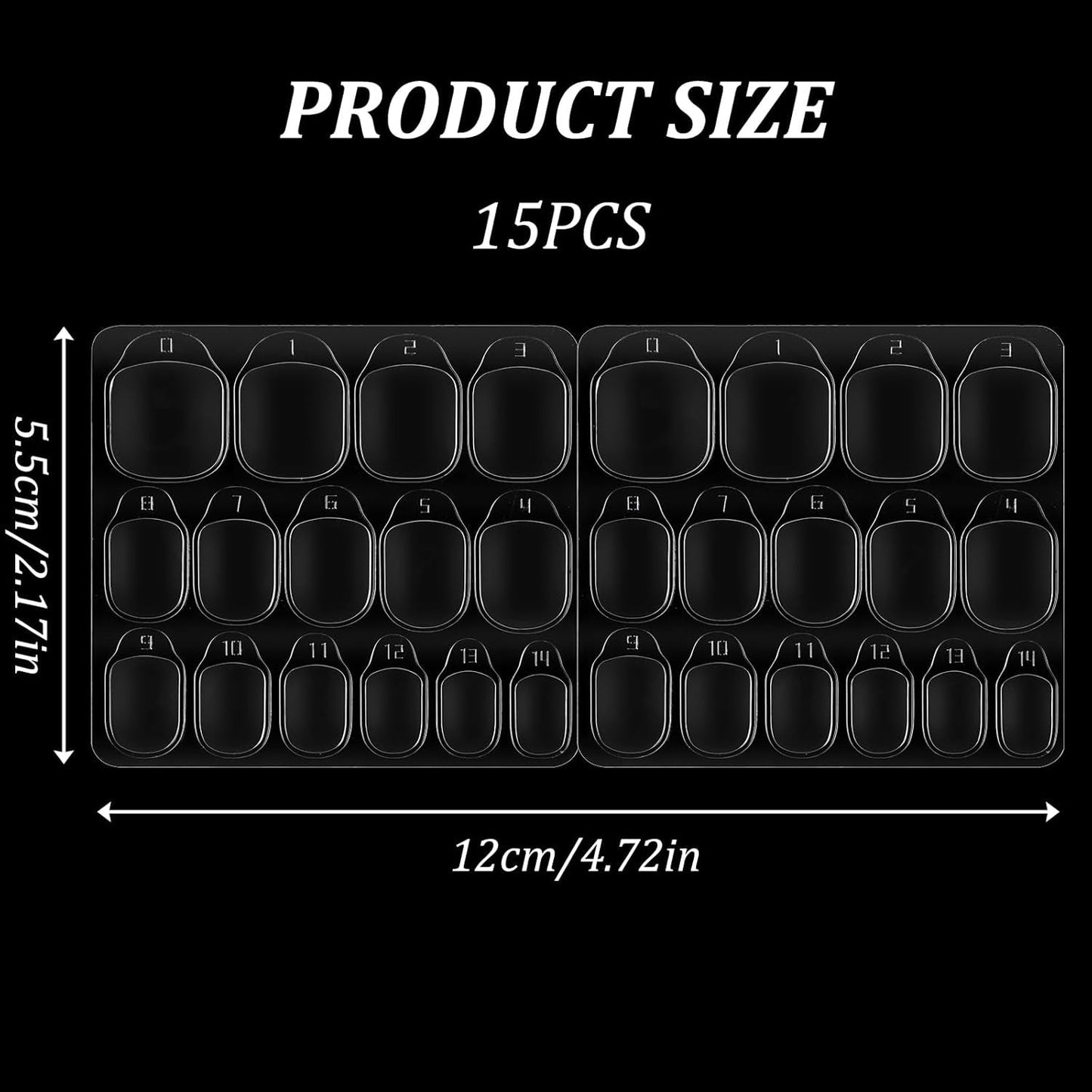 15 vellen / 450 stuks zelfklevende nagelpads, 15 maten transparante nagelzelfklevende pads, dubbelzijdige geleigel, nagelsticker, druk op nagels, zelfklevende pads voor doe-het-zelf-manicure-decoratie-accessoires