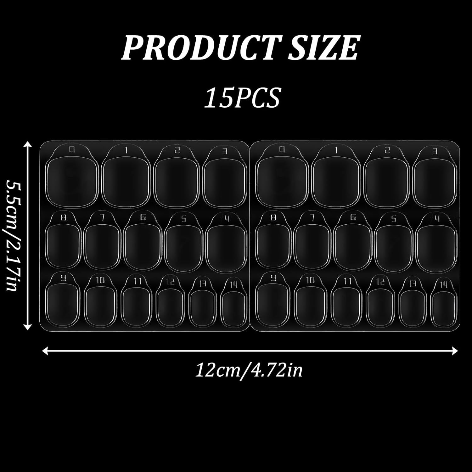 15 vellen / 450 stuks zelfklevende nagelpads, 15 maten transparante nagelzelfklevende pads, dubbelzijdige geleigel, nagelsticker, druk op nagels, zelfklevende pads voor doe-het-zelf-manicure-decoratie-accessoires