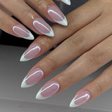 Zelfklevende chroomnagels - Medium amandelbruin Glitterlijm op nagels Glitter nepnagels Lijm op kunstnagels Geglazuurde acrylnagels voor dames 24 stuks