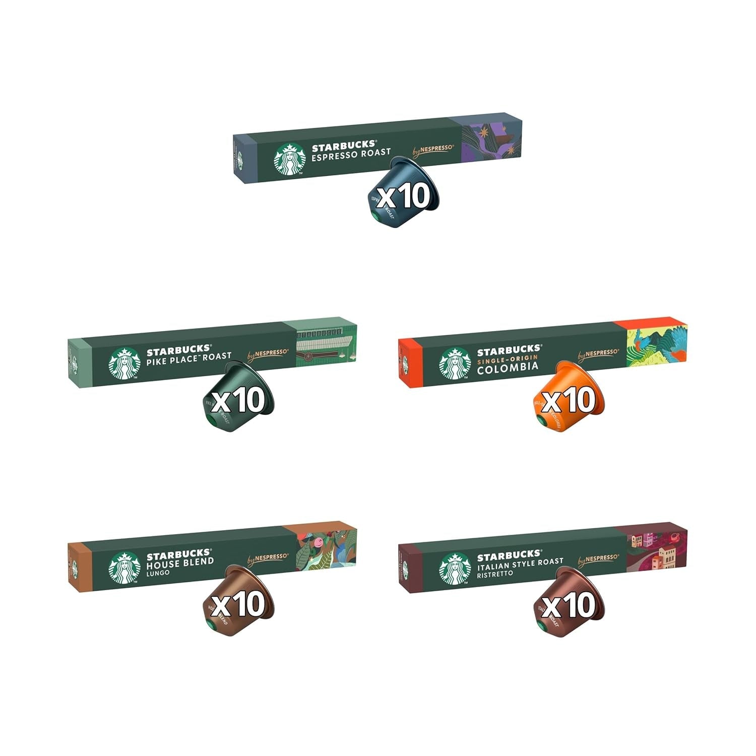 STARBUCKS Coffee Shop Classics – STARBUCKS Espresso Roast Pack van Nespresso, Kaffeekapseln 10 x 10 (100 Kapseln) – Exclusief bij Amazon