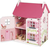 Janod Mademoiselle houten poppenhuis van 3 verdiepingen met 11 accessoires, replica speelgoed, stimuleert de fantasie, vanaf 3 jaar, J06581