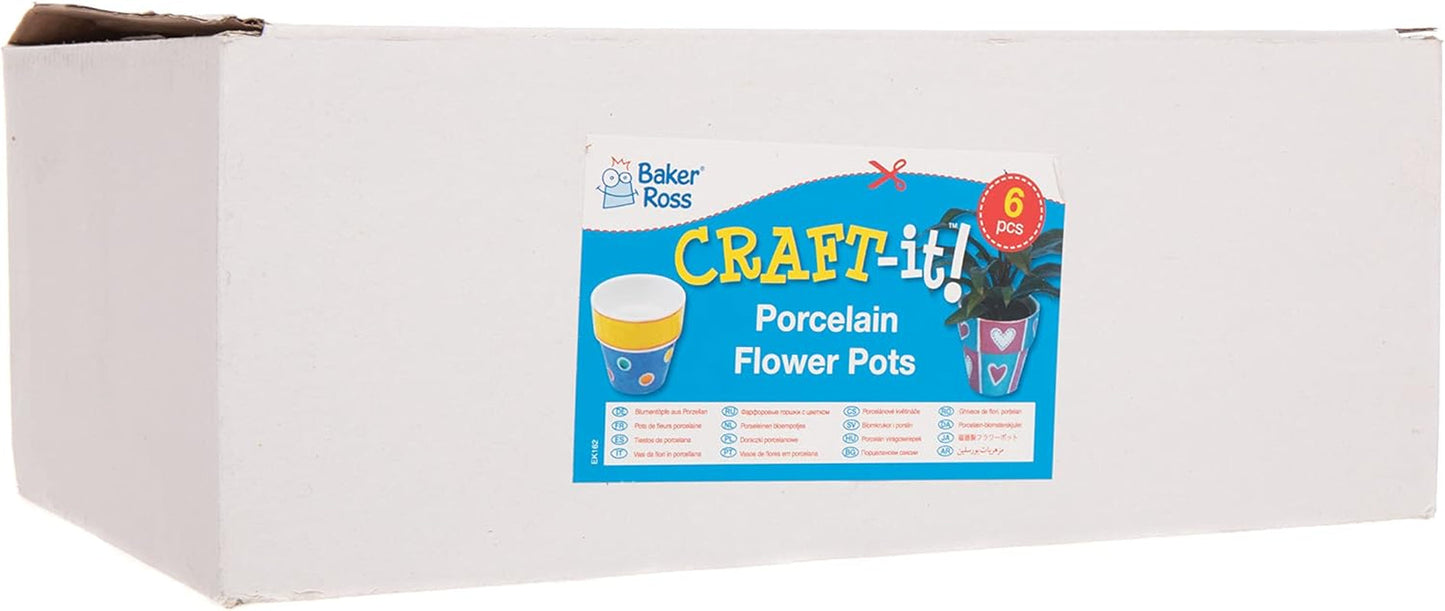 Baker Ross mini porseleinen potten (6 stuks), porselein