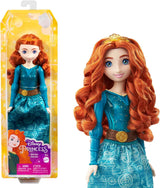 Mattel DISNEY Prinses Aurora - Pop met typische outfit, afneembare schoenen en tiara, glittertopje en afneembare rok met patroon, lang stylebaar haar, HLW09 Naty Shop Merida-poppen