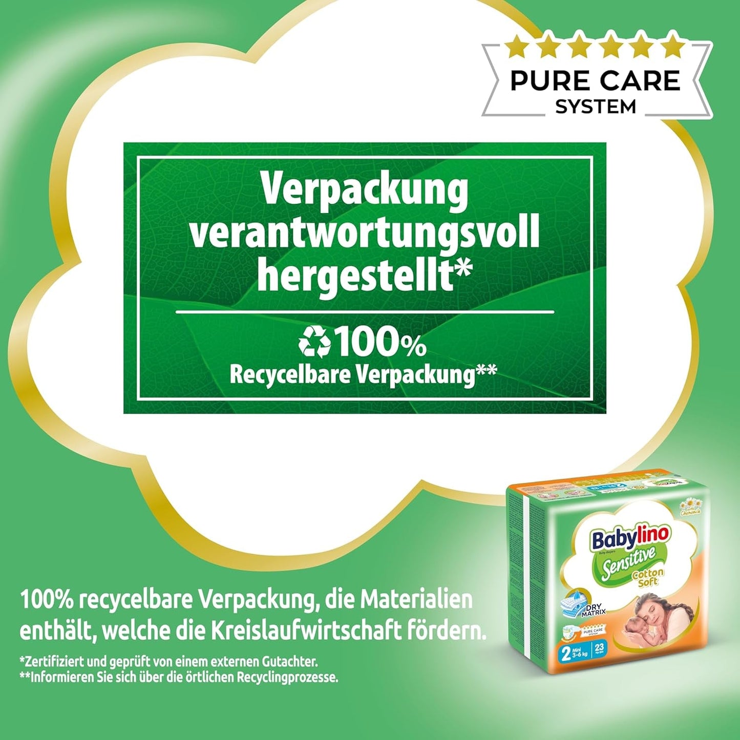 Luiers voor gevoelige baby's, maat 2, mini (3-6 kg), 192 luiers