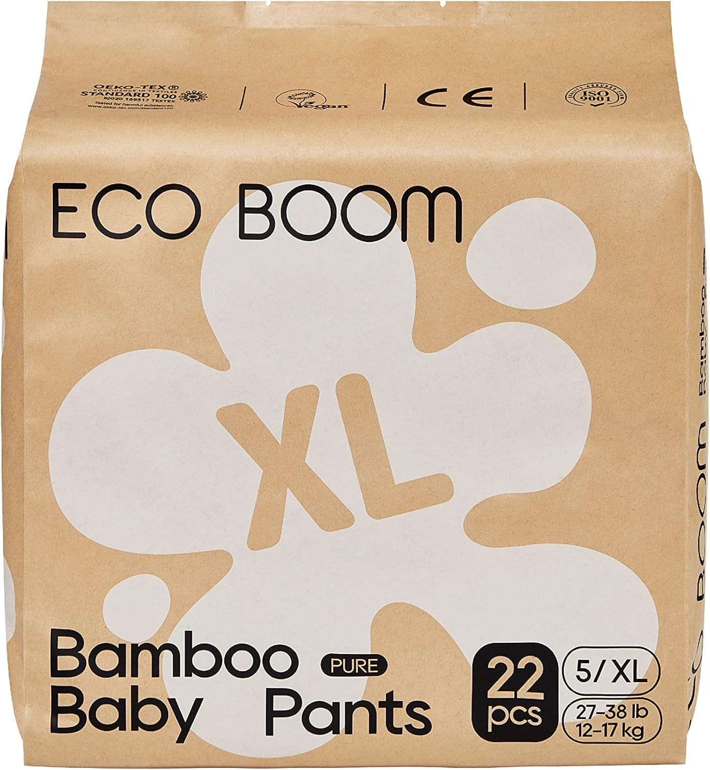 ECO BOOM Bamboe Babyluiers - Maat 6 (20kg), Plantaardige Pull-Up Luiers (17st) - Premium Biologisch, Geurvrij, Huidvriendelijk, Super Absorberend