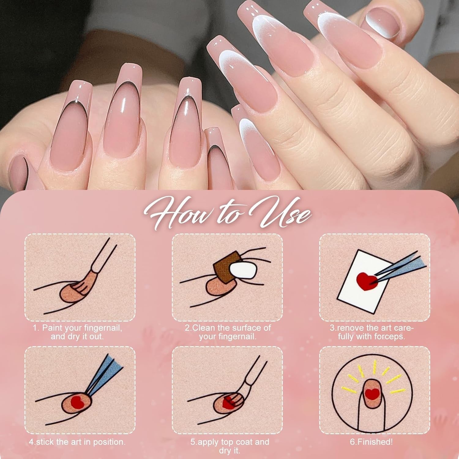 12 Stück French Tip Nagelsticker Selbstklebend Bunte French Nails Schablone Nagelaufkleber Nail Art Stickers Nageldesign DIY Nägel Zubehör(12 kleuren)