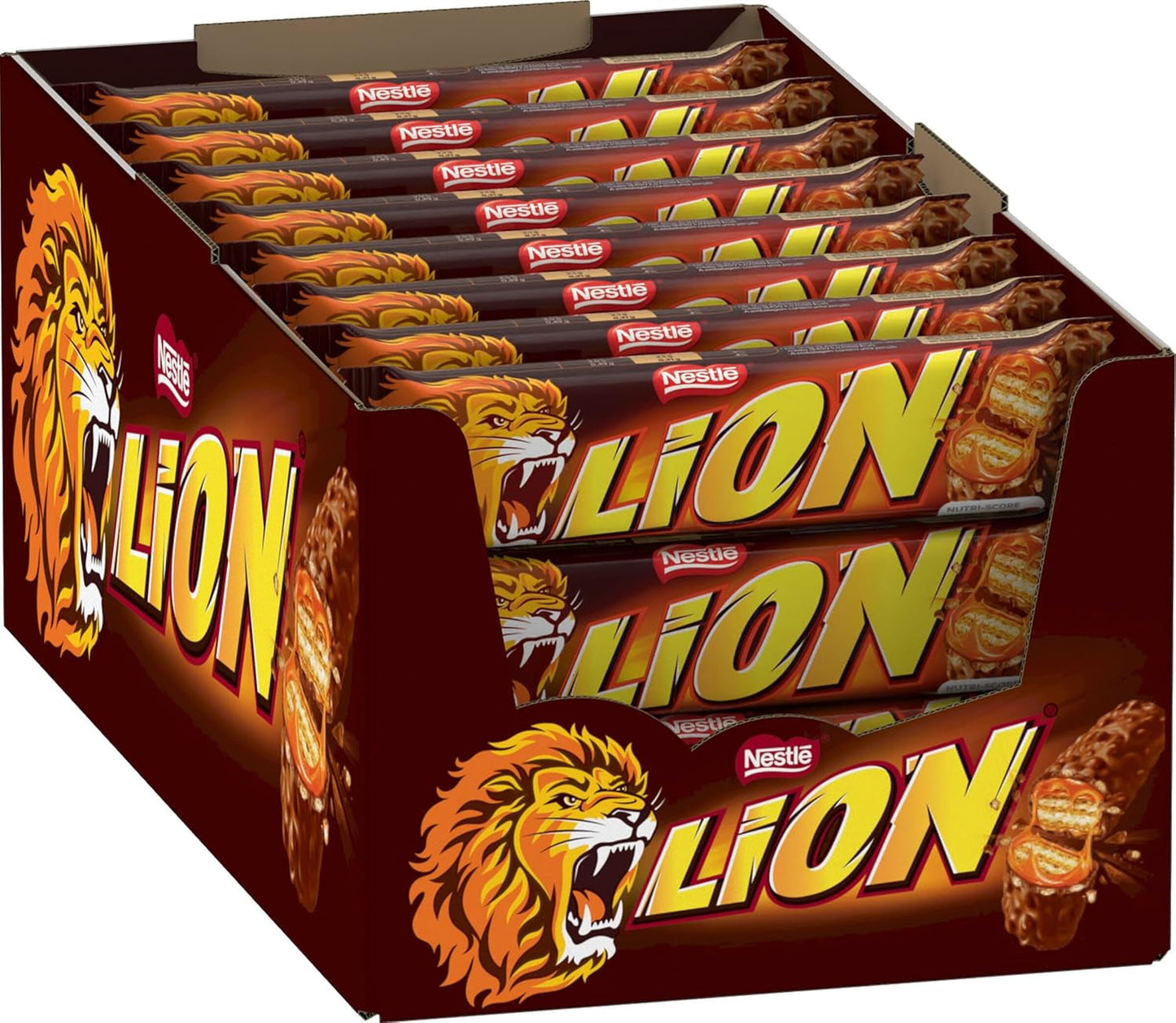 NESTLÉ LION Choco, knapperige chocoladereep met karamelvulling en knapperige wafel, verpakking van 24 (24 x 42 g)