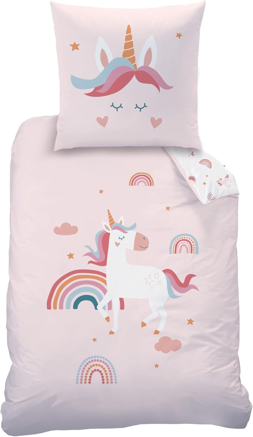 Kinderbeddengoedset, Koala of Eenhoorn, 100% katoen Beddengoed - kinderen Naty Shop Eenhoorn