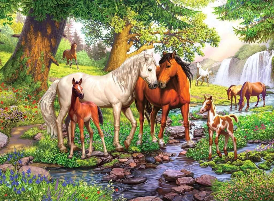 Ravensburger kinderpuzzel - 12904 Wilde paarden bij de rivier - Paardenpuzzel van 300 stukjes voor kinderen vanaf 9 jaar in XXL-formaat Puzzel Naty Shop