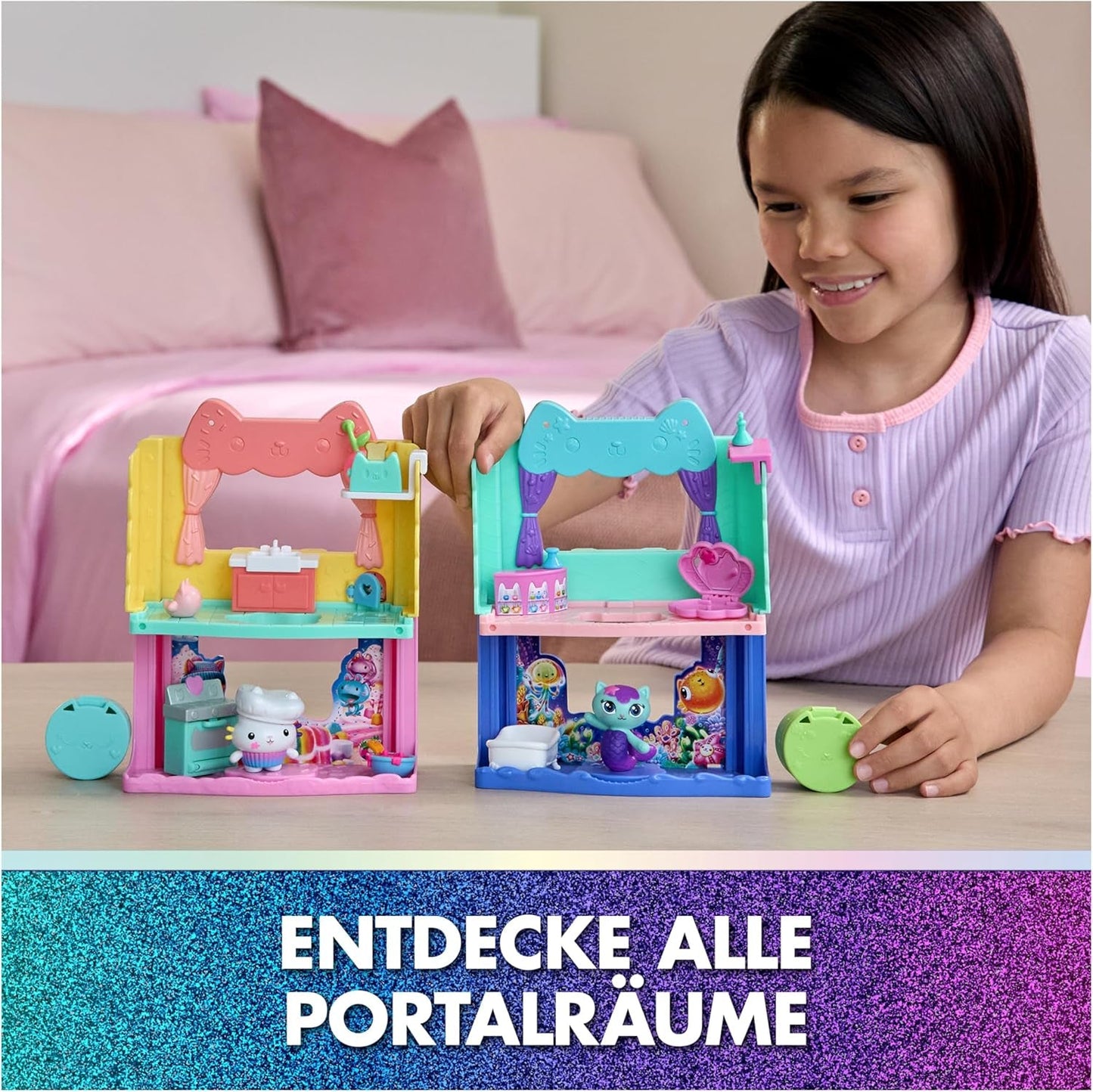 DREAMWORKS GABBY'S POPPENHUIS: DE FILM - Portaalkamer Kuchi's met suiker bestrooide keuken met figuur en accessoires, voor kinderen vanaf 3 jaar