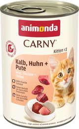 animonda Carny Katzen Nassfutter Kitten Kip + Pute (12 x 400g), Kitten getreidefreies Katzennassfutter ohne Zucker für wachsende Kätzchen bis 1 Jahr, mit frischen Ingrediënt