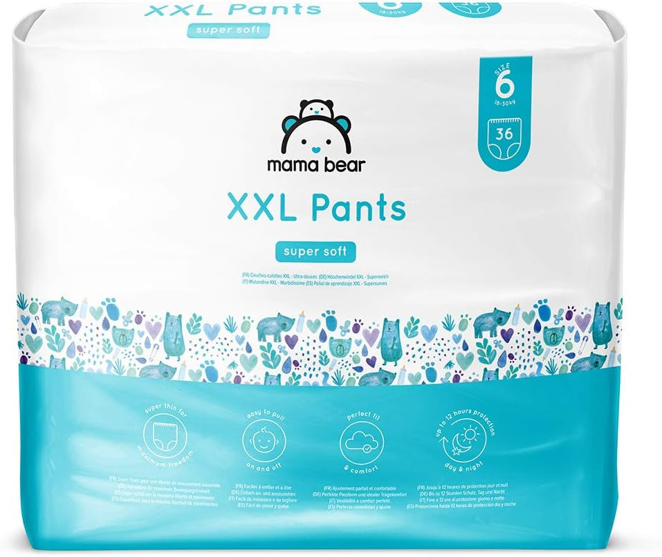 Amazon-merk: Mama Bear Pull-Up XXL-luiers, maat 6 (18-30 kg), 72 stuks (2 verpakkingen van 36)