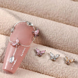 Mini Vlinder Zirkoon Nagelsleutelhangers Y2K Wit Champagne Roze Strass Kristal Vlindersleutelhangers Nagels 3D Vlinder Nageldesign Sleutelhangers Vlindernagels Decoratie Nagelkunst Sleutelhangers Nagelaccessoires