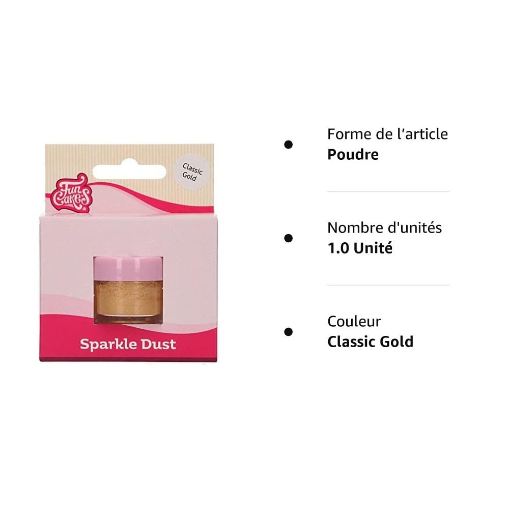 Funcakes Sparkle Dust Classic Gold: Glitterstof van voedingskwaliteit voor taartdecoratie, Halal gecertificeerd