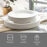 vivo - Villeroy & Boch Groep – Essential Witte Dinerset 18 tlg. Weiß, Spülmaschinenfest, Mikrowellensicher, Geschirr Set für 6 Personen, Müslischalen, Speiseteller, Dessertteller, Premium Porzellan
