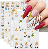 JMEOWIO Nagelsticker Weihnachten 10 Blatt Nail Art Sticker Selbstklebend Nagelaufkleber Glitter Schneeflocke Xmas Winter Urlaub Gold Decoratie Nageldesign Zubehör