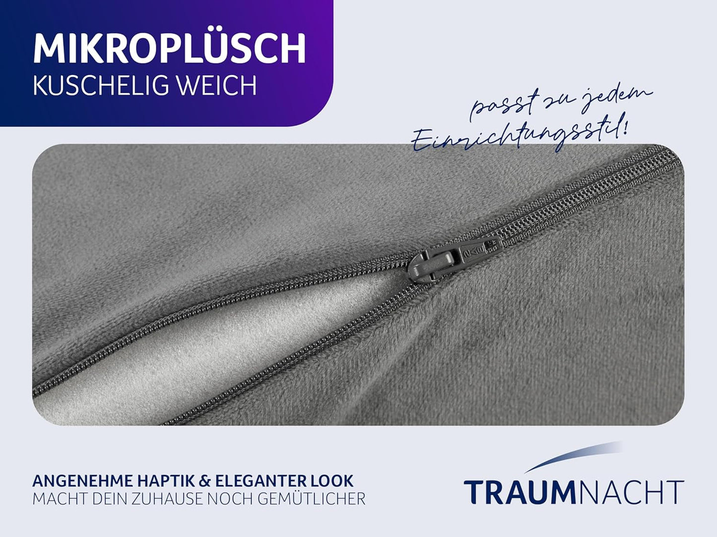 Traumnacht orthopedisch rug-/lendenkussen met visco-elastische schuimkern en huidvriendelijke microfleece hoes, Oeko-Tex gecertificeerd, vervaardigd volgens Duitse kwaliteitsnormen