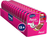 Vitakraft Poésie Création, nat kattenvoer, natvoer in saus, met rundvlees en wortel, grootverpakking, zonder toegevoegde suiker of granen (15 x 85 g)