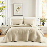 Comfort Spaces Kienna dekbedset, luxe dubbelgestikte zomerdeken, lichtgewicht, zacht beddengoed het hele jaar door, bijpassende kussensloop, wit, deken voor kingsize bedden (264,2 x 228,6 cm), Naty Shop quilts en quilts ivoorkleur kingsize bed