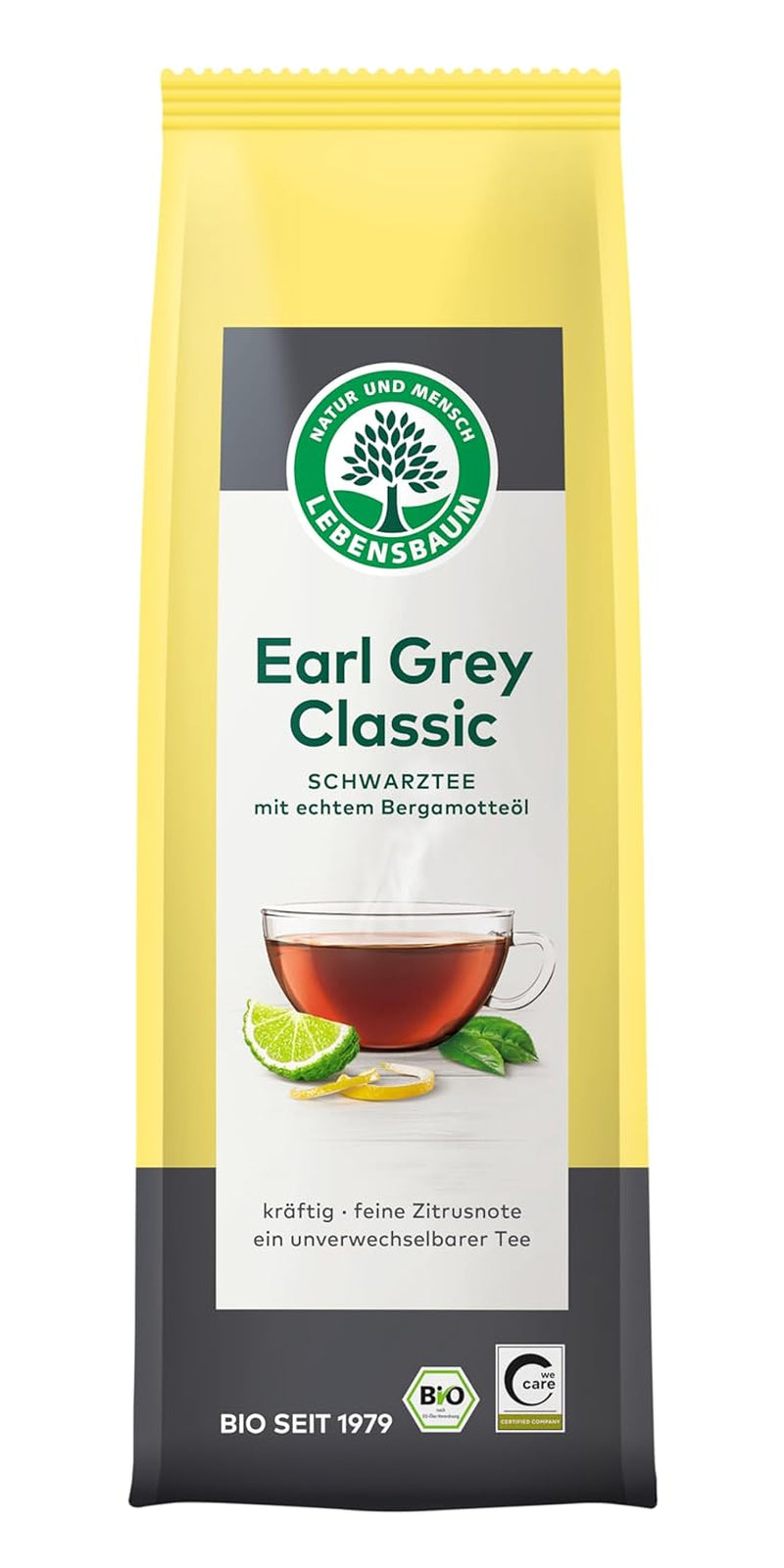 Lebensbaum Earl Grey Klassieke zwarte thee met natuurlijke bergamot- en citroenolie, harmonieus, aromatisch, 100% biologisch, los, 100 g