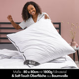 Kussen 80X80 Cm - 2 in 1 design - kussen in kussen - groot ademend en wasbaar slaapkussen en 100% vegan - 2 kussens 3 opties - kussen met 600G & 1200G vulling Naty Shop standaard kussens