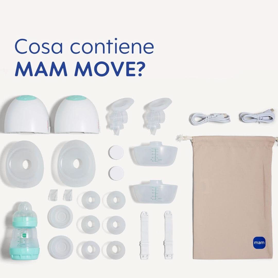 MAM Move Dubbele borstkolf, draagbaar, 3 werkingsmodi en 5 intensiteitsniveaus Accessoires Voeding en borstvoeding Bebe Naty Shop