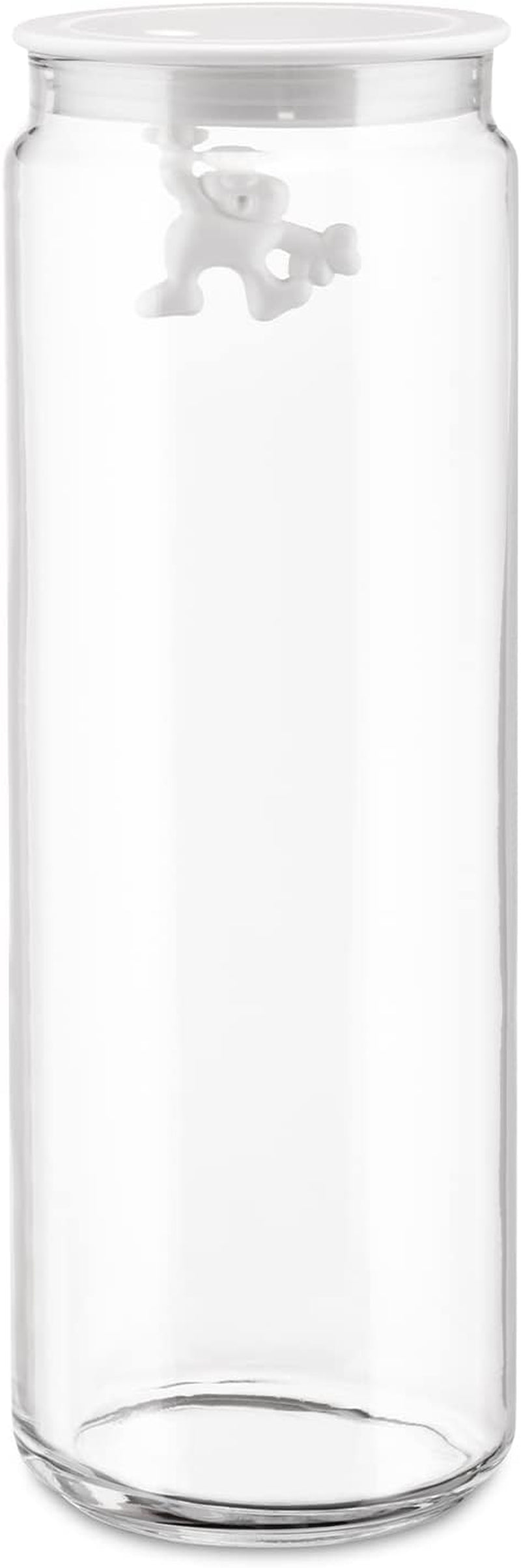 Alessi "Gianni" glazen keukenpot met verzegeld deksel, thermoplastische hars, zwart, 27,5 x 13,5 x 28 cm Voedselbewaardozen Naty Shop glas, wit 25 x 13,5 x 20 cm