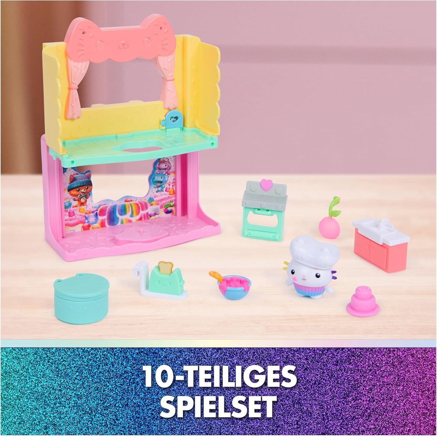 DREAMWORKS GABBY'S POPPENHUIS: DE FILM - Portaalkamer Kuchi's met suiker bestrooide keuken met figuur en accessoires, voor kinderen vanaf 3 jaar