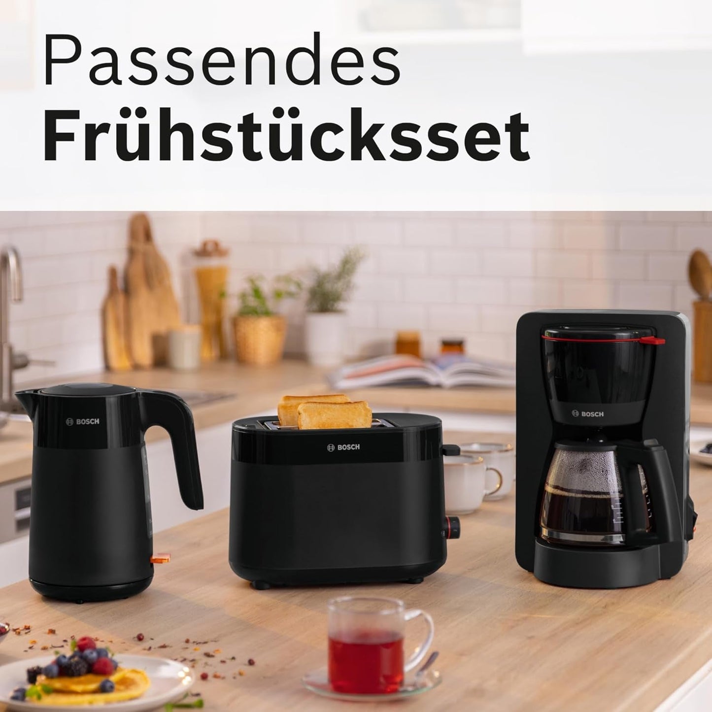 Bosch MyMoment TKA2M113 Filter-espressomachine, glazen karaf van 1,25 liter, 10-15 kopjes, warmhoudfunctie van 40 minuten, antidruppelsysteem, roterende filterhouder, afneembaar waterreservoir, 1200 watt, matzwart
