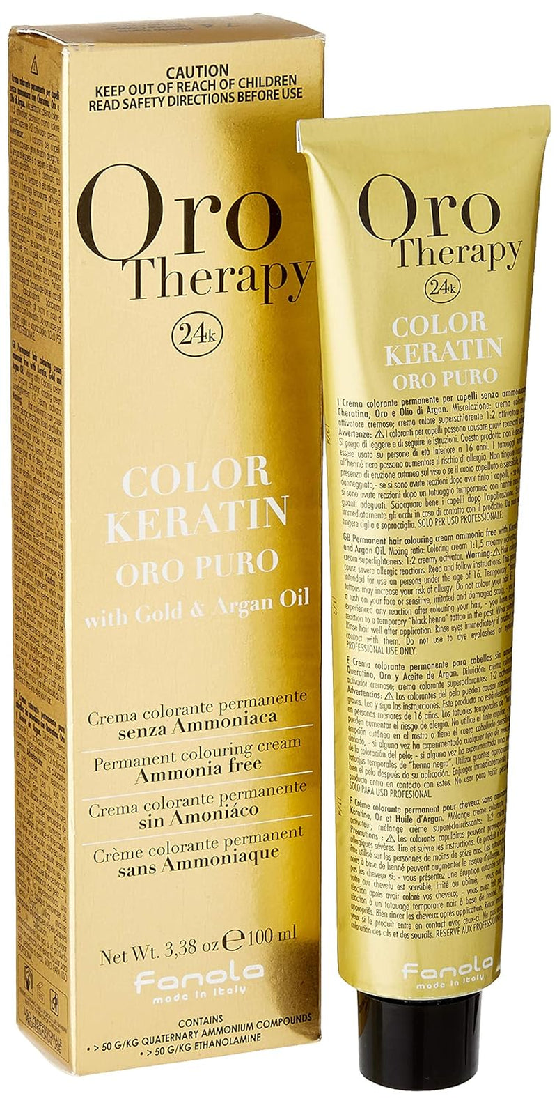 Fanola Oro Therapy Color Keratin 5.0 100ml Haarverf Naty Shop 7.4 Middenblond koper
