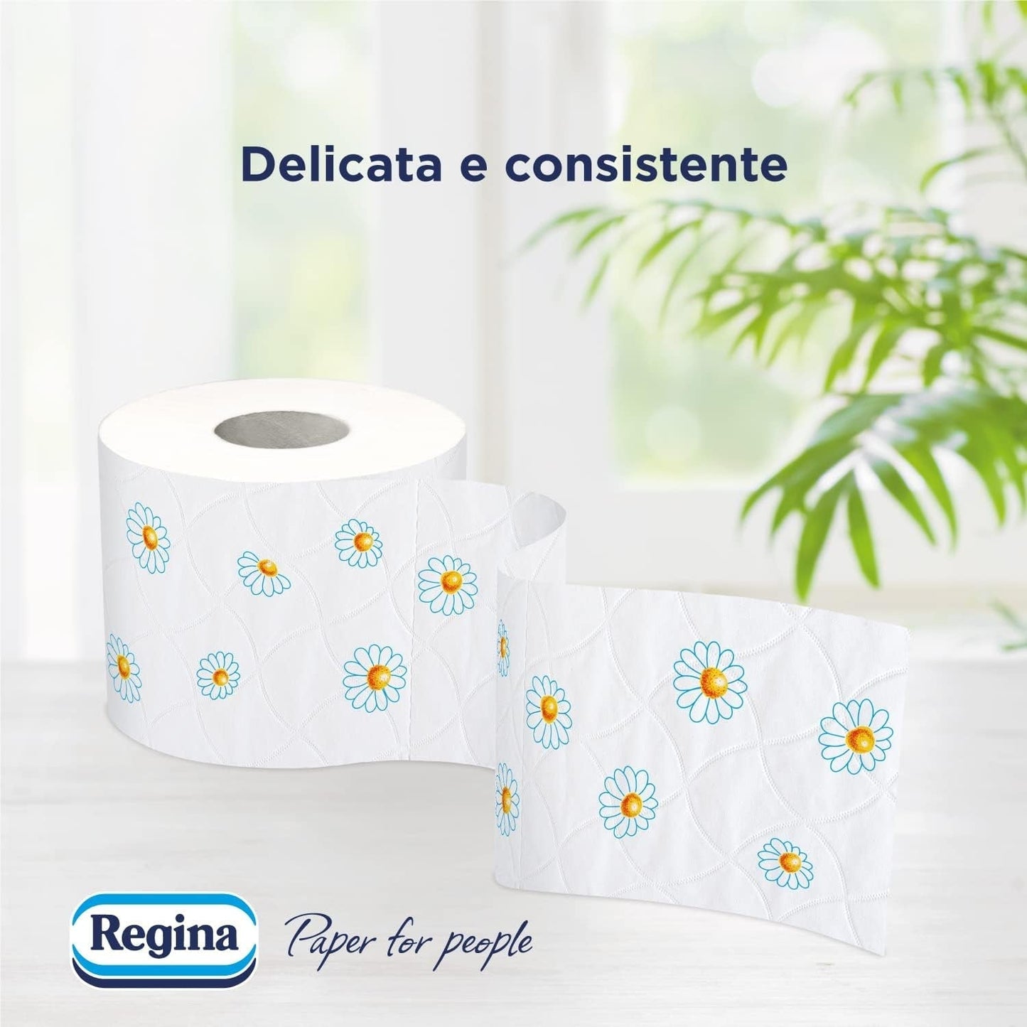 Regina Cartacamomilla - 8 rollen toiletpapier, 300 pluizige vellen, 3-laags, zacht en stevig, recyclebare papieren verpakking