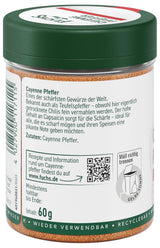 Fuchs Gewürze - Cayennepeper gemahlen - voor einen scharfen Geschmack in allerlei gerechten - natuurlijke ingrediënten - 60 g in wiederverwendbarer, recyclebarer Dosis