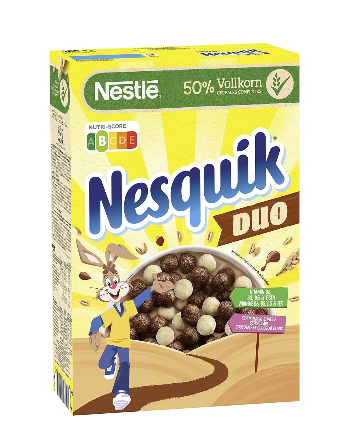 NESTLE Nesquik Duo, ontbijtgranen van pure en witte chocolade met volkorenmeel, verpakking van 7 x 325 gram Naty Shop granen