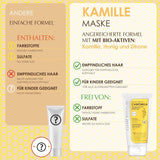 Clearé Instituut | Kamillemasker | Voedt, conditioneert en ontwart | Gouden glans en glans | 97% natuurlijke ingrediënten | Verzacht de hoofdhuid Met kamille-extract |150 ml Naty Shop haarmasker