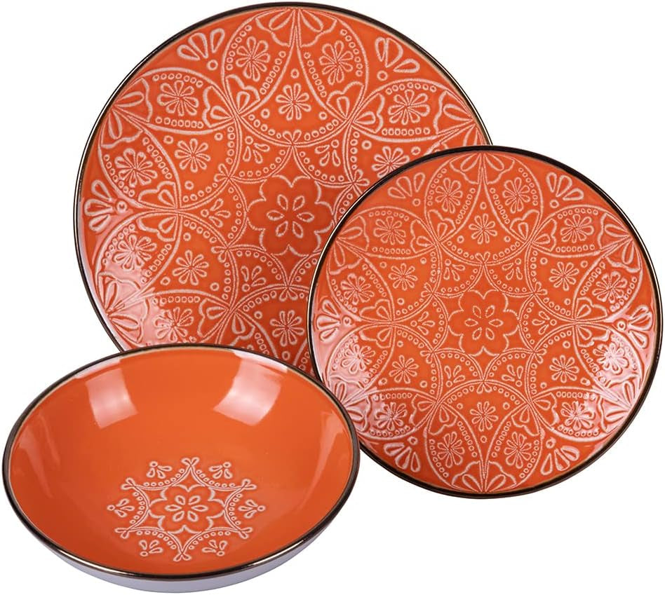 12-delige serviesset van steengoed, 4 bordensets in 4 verschillende designs, Baku Sunset