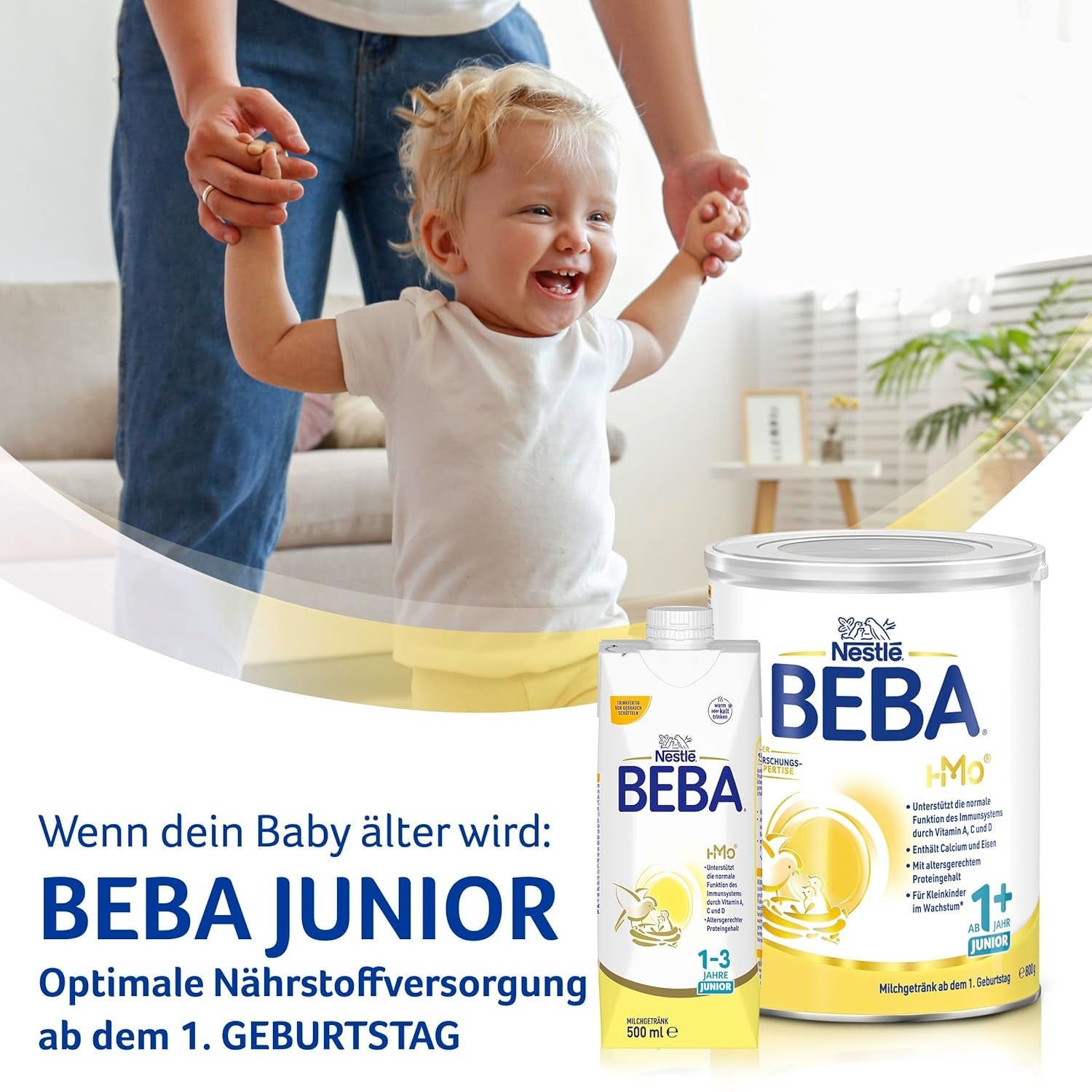 BEBA 2 - Opvolgmelk na 6 maanden, met 5 HMO-complex, leeftijdsafhankelijk eiwitgehalte, lactosevrij, palmolievrij, visolievrij, babyvoeding, babymelkpoeder, verpakking van 3 (3 x 800 g)