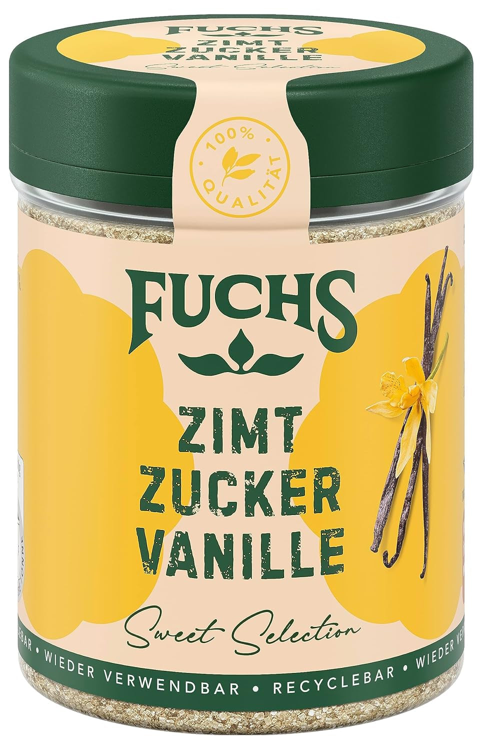 Fuchs Gewürze - Zimt Zucker Vanille - Gewürz zum Versüßen von Wafeln, Milchgetränken oder Joghurt - aus natürliche Ingrediënt - 100 g in wiederverwendbarer, recyclebarer Dosis