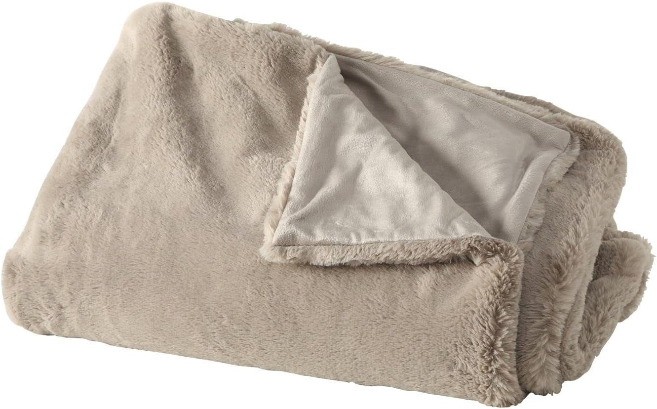Boltze Storan deken (maat 150X200 cm, kleur beige, comfortabele polyester deken, ideaal voor koude winteravonden, bontlook) 1015378 BOLTZE Bedden en Dekens Beige