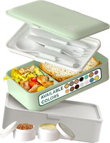 Umami lunchbox voor volwassenen, lekvrije stapelbare bentobox met 4 bestek en vakken, lunchbox voor volwassenen, saladecontainer voor onderweg, picknick-/kantoorlunchbox, houtskoolgrijs, 1500 ml