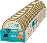 Wellness CORE 98% 12 x 85g, Kip en Zalm - Nat kattenvoer, dikke paté, graanvrij, natuurlijk, hypoallergeen, rijk aan eiwitten, rijk aan vlees