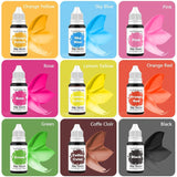 Kleurstof voor levensmiddelen 9 x 10 ml, vloeibare kleurstof voor levensmiddelen - kleurstofset voor het versieren van taarten, macarons, donuts, fudge, glazuur, doe-het-zepen, ijs, zeepkleurstof, spuitpistoolkleurstof